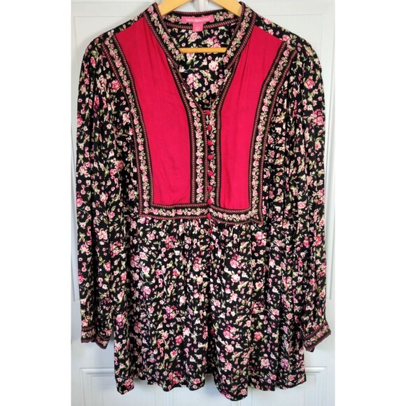 Woman Within Plus Size Floral Long Sleeve Blouse Top Size 18 / 20 - Picture 1 of 8